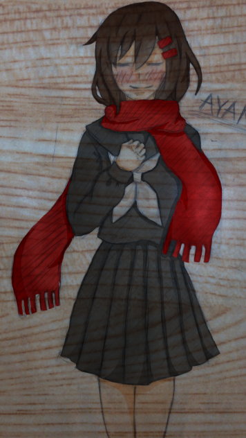 机に描いたアヤノに色塗ってみた。