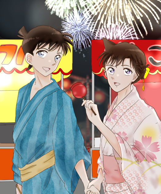 浴衣シリーズその2 新一and蘭
