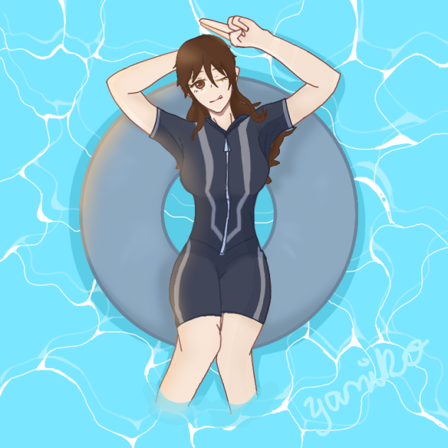 chilling in the swimming pool