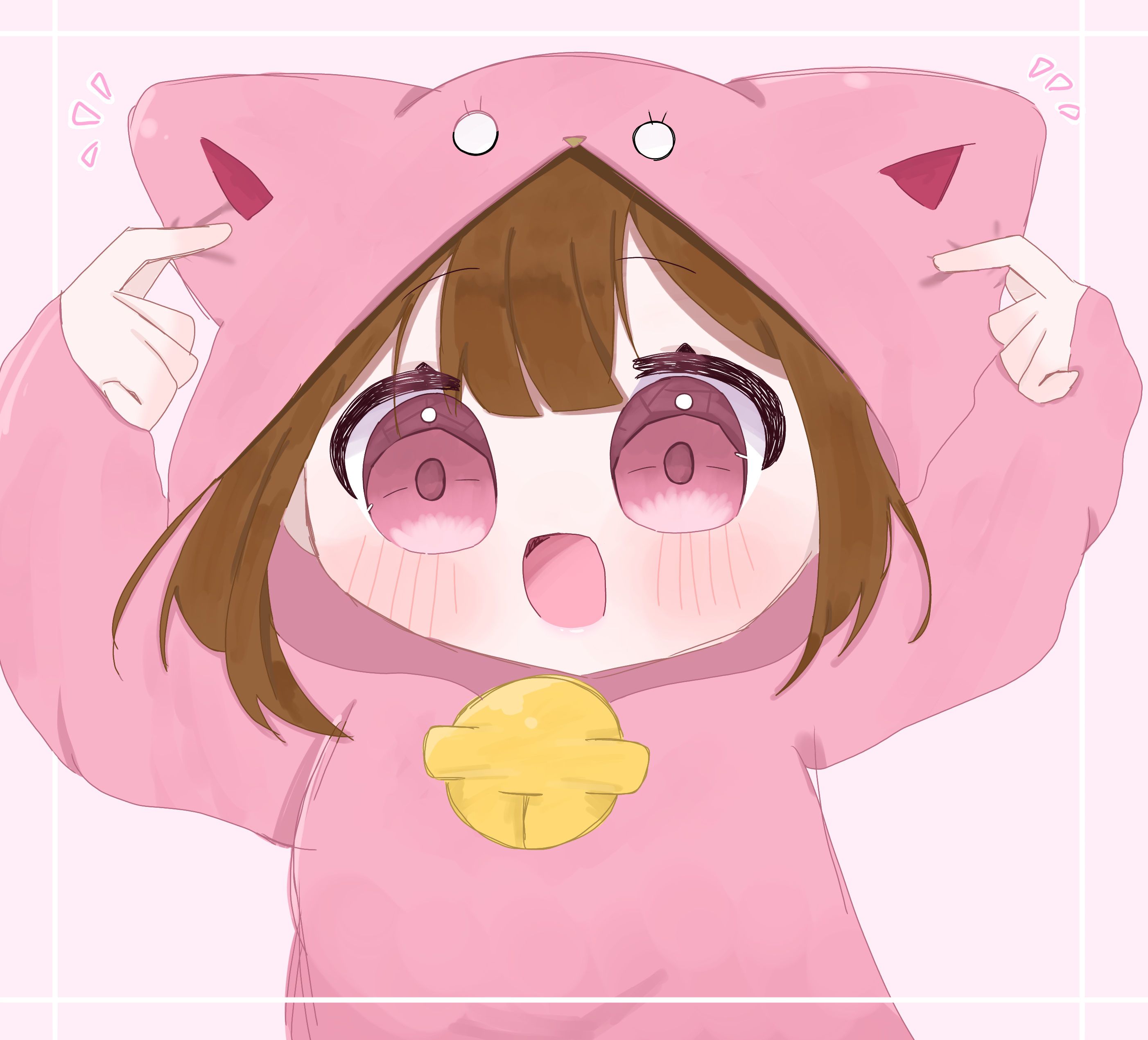 【S4号/一点物イラストアート】平成ギャルちゃん-猫耳パーカーバージョン- SALE】平成ギャルちゃん-猫耳パーカーバージョン- | 現代画家