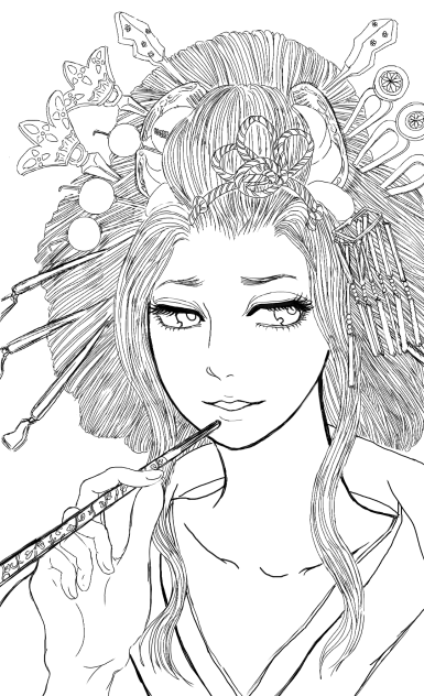 和柄さん線画