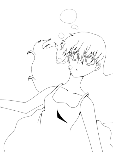 水の少女  線画