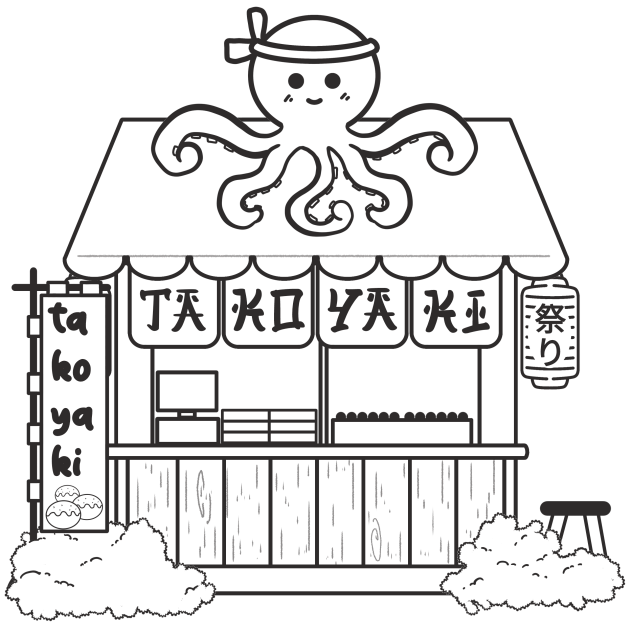 Tako Stall Line Art