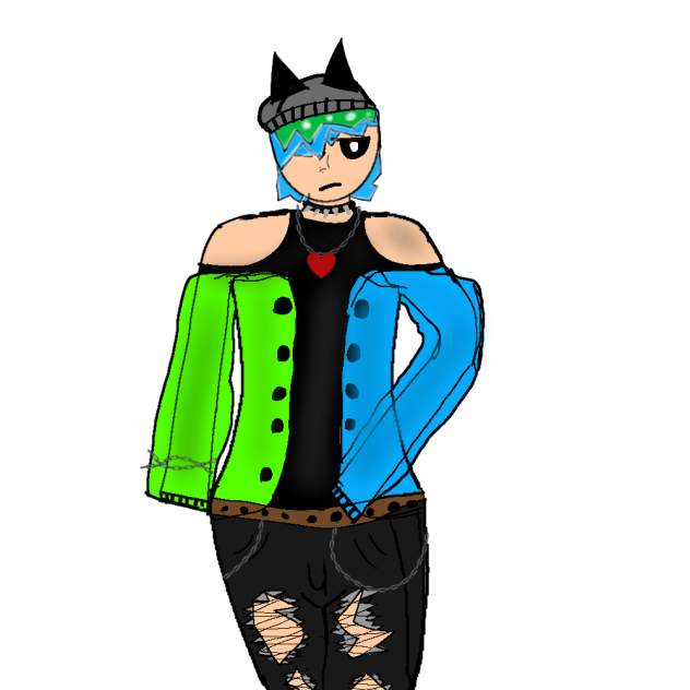green and blue person