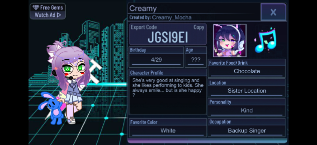 Code for my oc