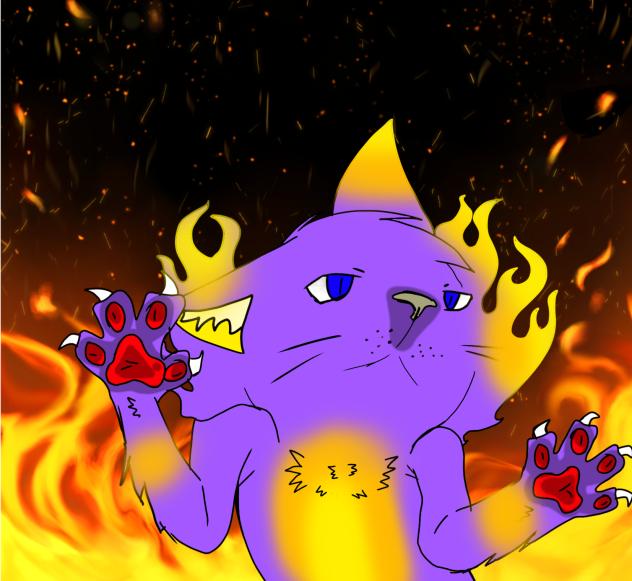 Plum the purple fire kitten