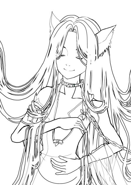 オリキャラ1-塗り絵線画coloring book