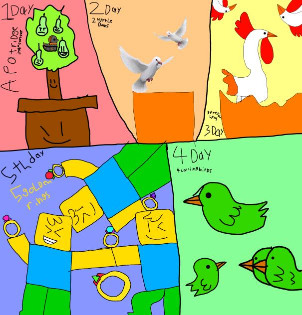 12 days of Chrismas 1st day to 5th