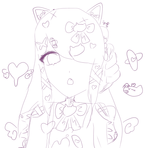 ໒꒱^•ω•^🎀線画 - ibisPaint