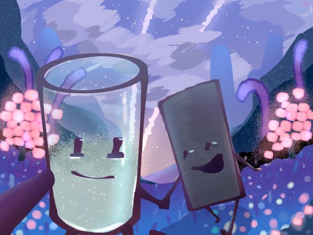 Sandglass and Jenga block besties selfie