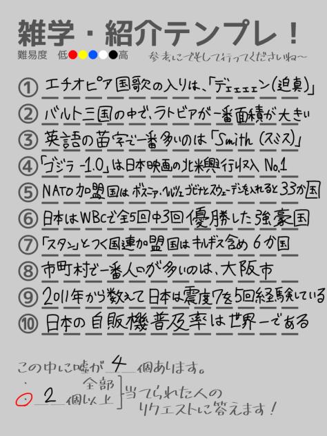 自分でやった！雑学・紹介テンプレ