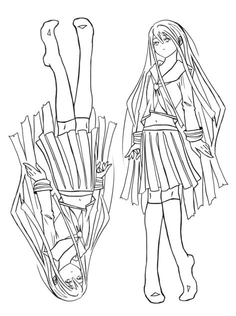 無表情女子（線画）