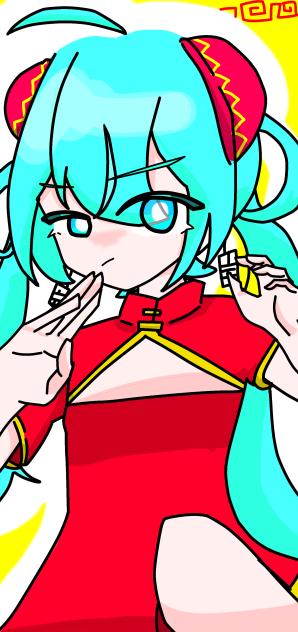 踊っチャイナのミク描いてみました！
