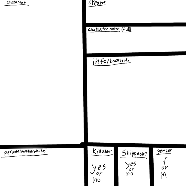 Character sheet for tlt