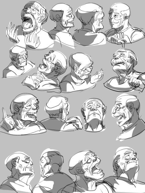 Draw skull and old man on phone ibispain