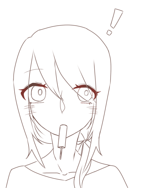 【線画】アイスくわえてる女の子《塗ってください》