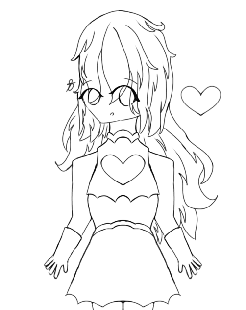 A Beauty in a cute dress Lineart