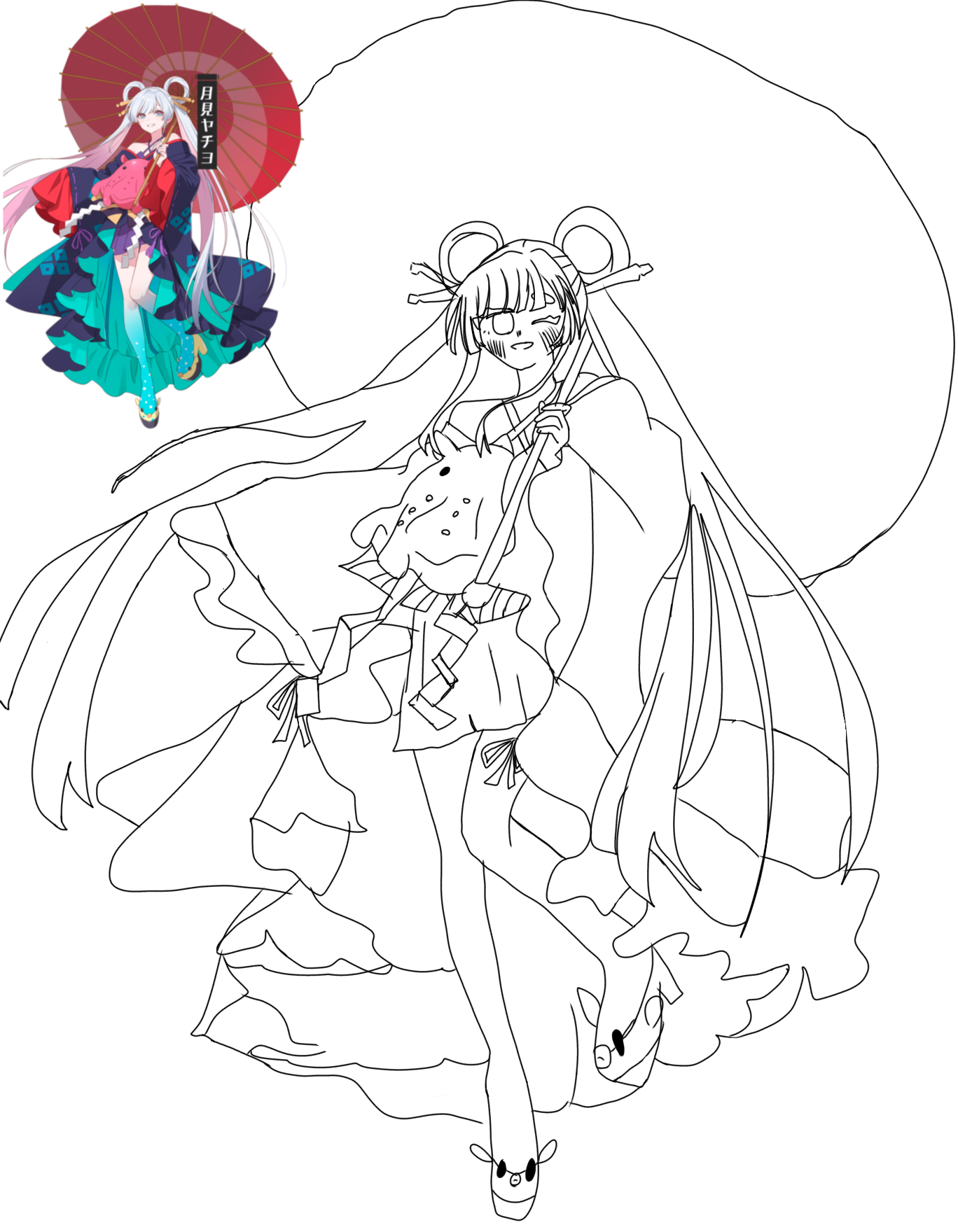塗り絵屋 ページ 月見ヤチヨ塗り絵！ - ibisPaint