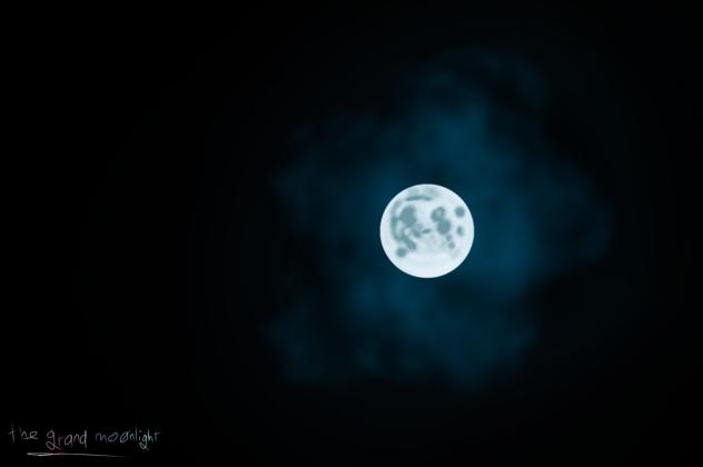 full moon in a dark night sky.