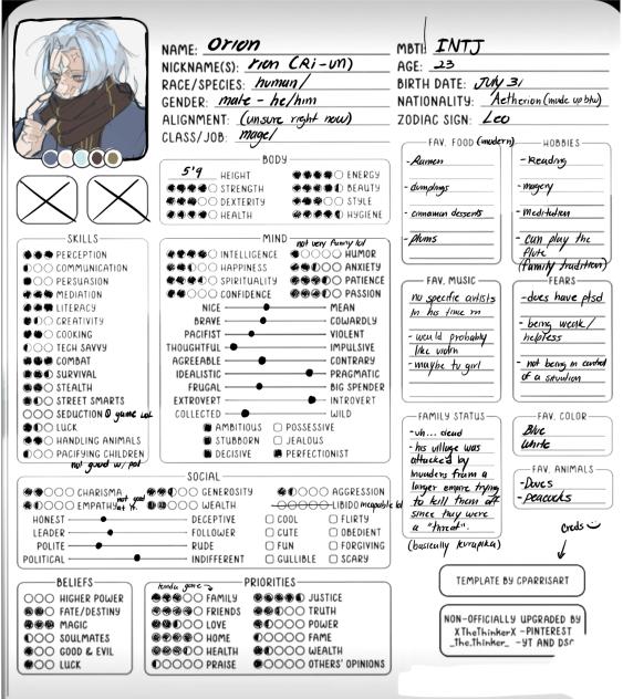 Character sheet, i was bored 🥰