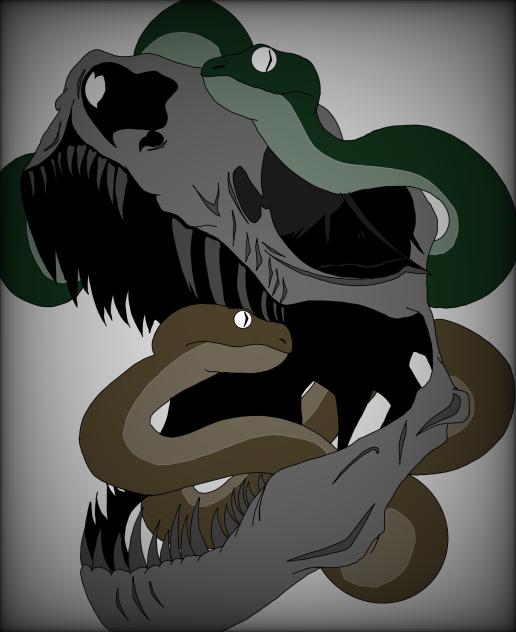 Dino with snakes