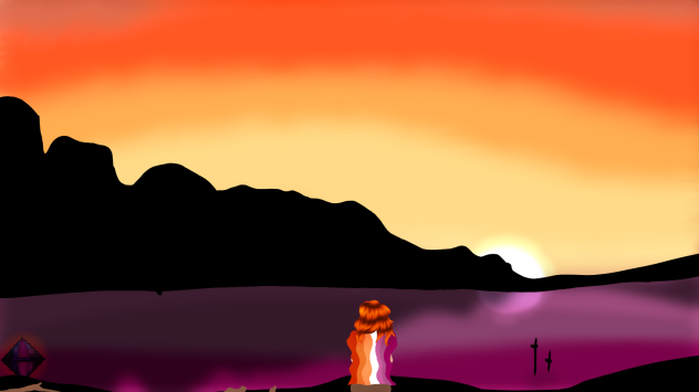Lesbian sitting by a lake
