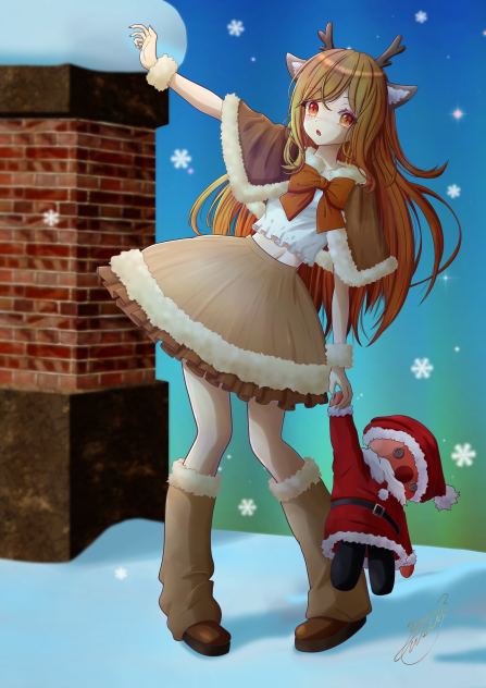 トナカイとサンタ