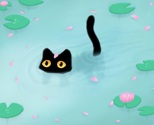 Cats in pond