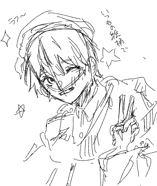 いつもの絵柄で、ラフ