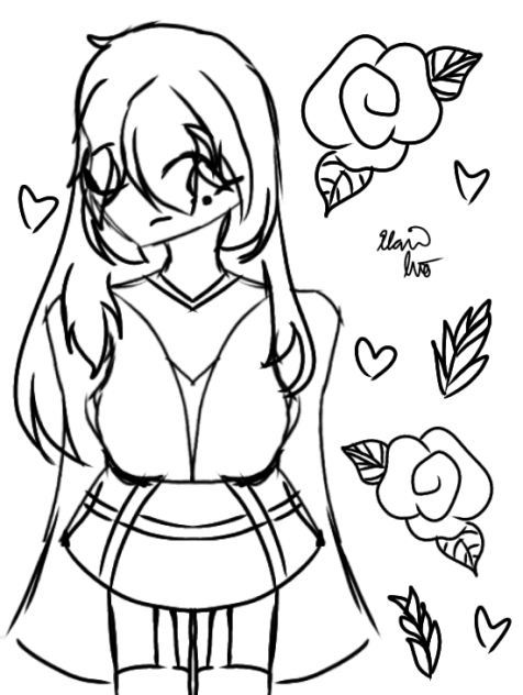 A Girl with Roses Sketch