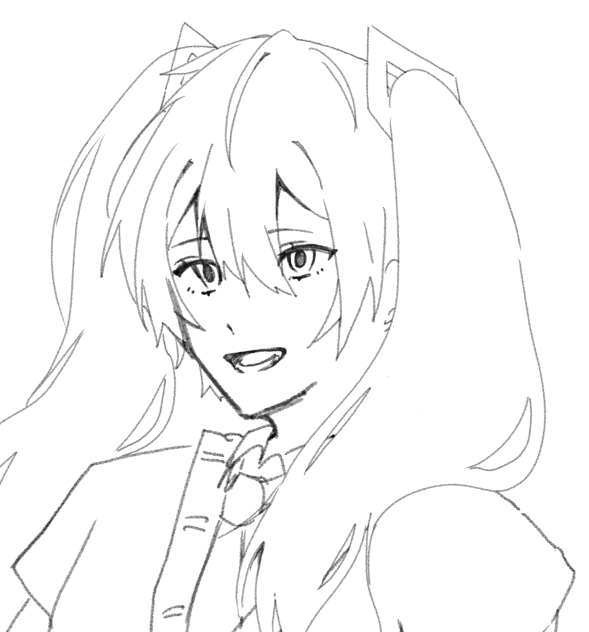 髪がｯｯ…上手くいかん!!!!（ボツ絵）