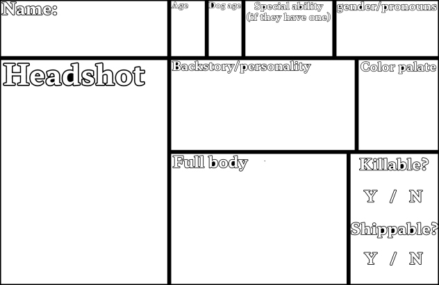 character sheet (no base)