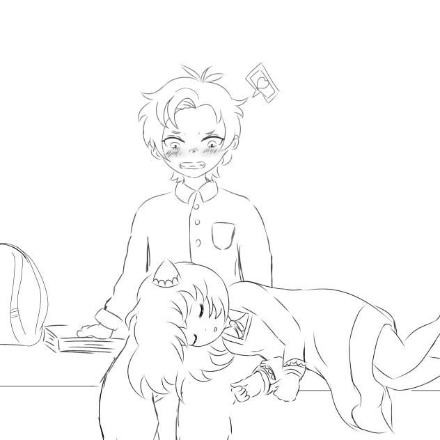 line art damian and anya