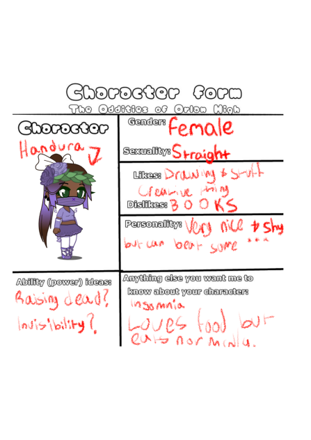 For Phobia and Oddities of Orian High