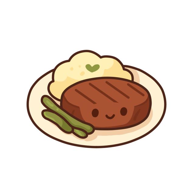cute steak with mashed potatoes