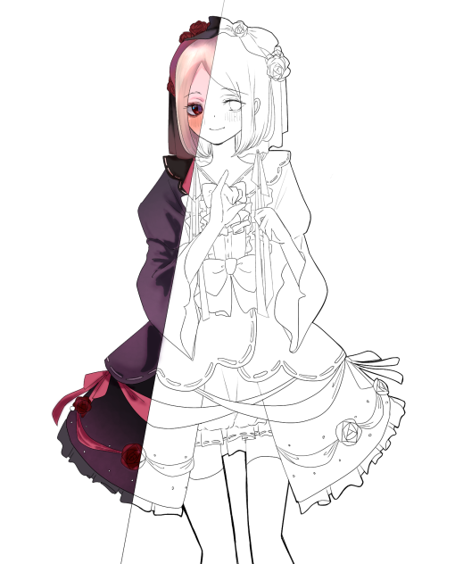 ゴスロリ半分線画