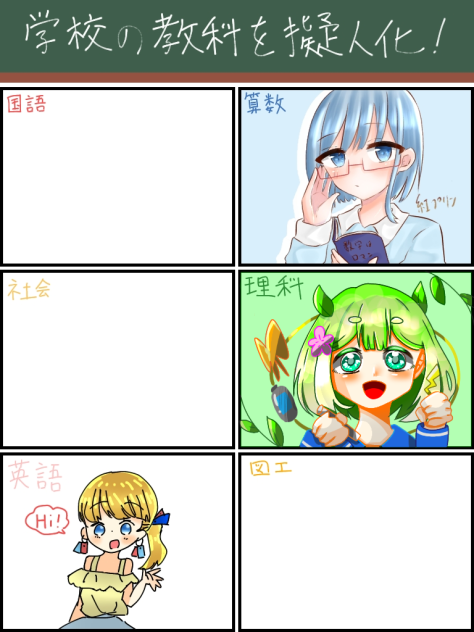 合作　学校の教科を擬人化！