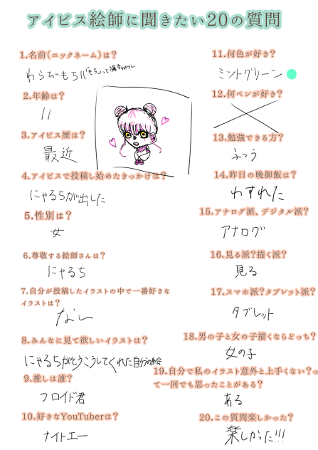 いとこも答えたンゴ☆
