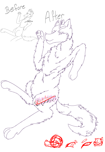 My furry drawings (Before vs. After)