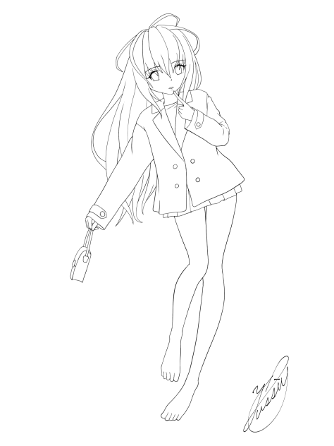 Girl before going out（線画）