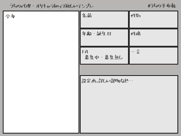 うちの代理・オリキャラ知って欲しいテンプレ