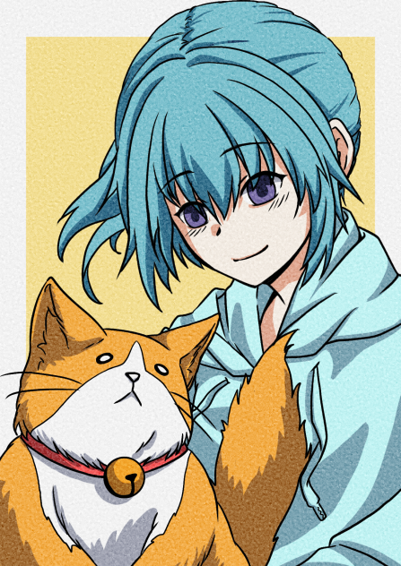 青年と猫