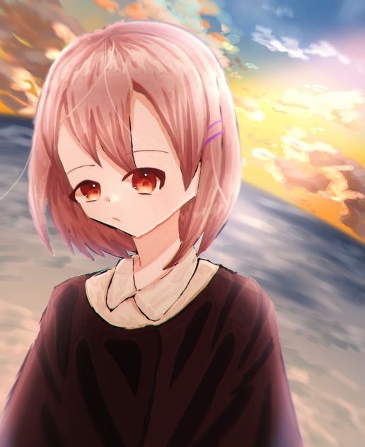 夕焼け空の下で