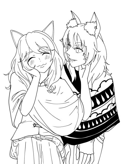 Me & @rainycat_art Selfie 15(Lineart)