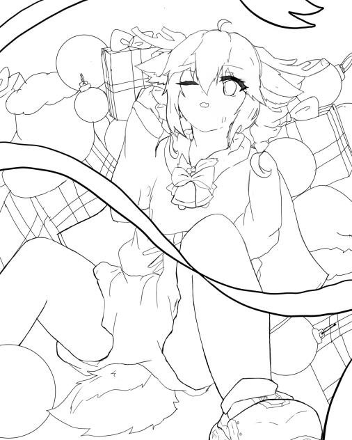 メリークリスマスマーMerry Christmas線画