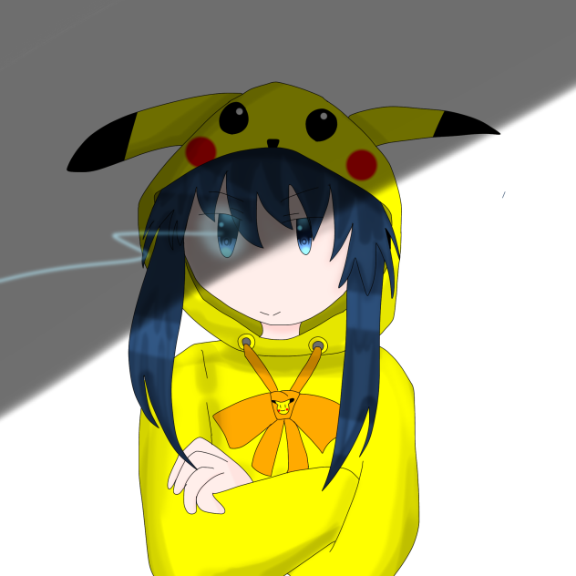 ピカチュウパーカーを着てドヤ顔する立花 ほむら(？)