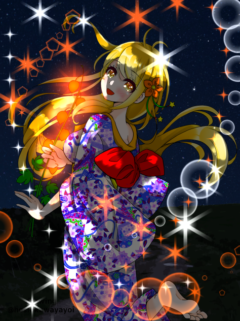 ホオズキ提灯(星川ヤヨイさんの線画お借りしました！)