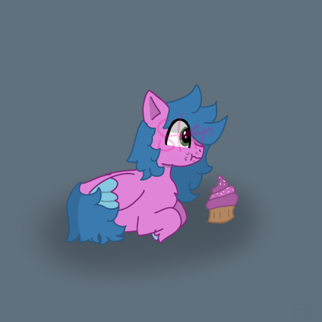 Raindrop eating a cupcake
