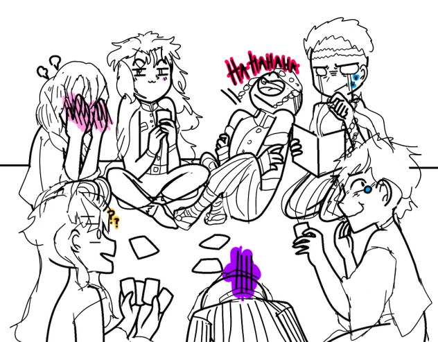 The hashira play uno