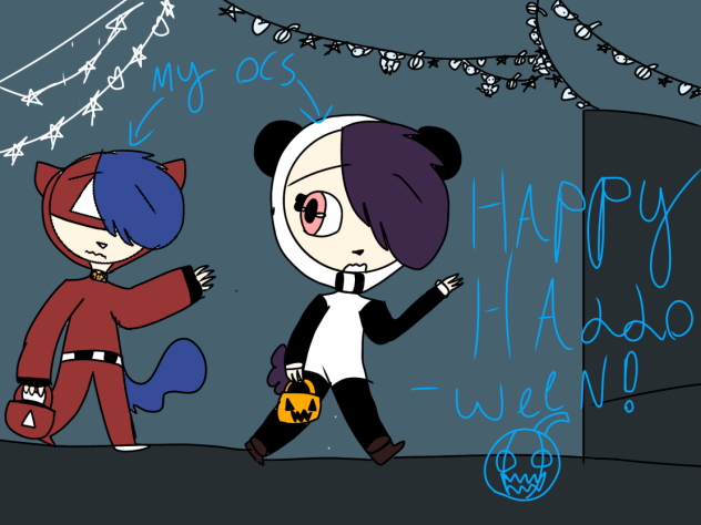 Some of my ocs in Halloween costumes! 😯